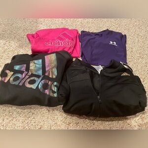 Girls size Medium Adidas and UA tops